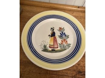Vintage Henriot Quimper France Brenton Woman 11' Large Plate Small Chip