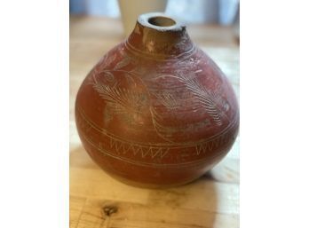 Antique & Primitive Redware Red Pottery Vessel 19th Century