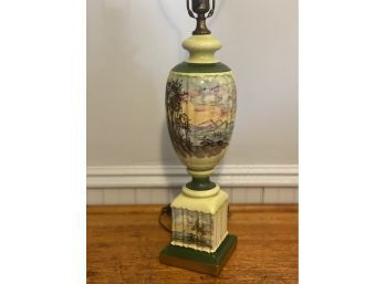 Porcelain Hand Painted And Signed Sailing Theme Lamp