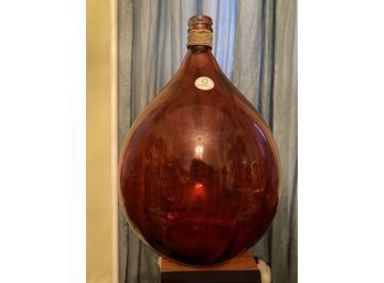 Huge Orange San Miguel Vitreous Glass Bottle 22 Tall