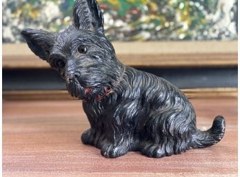 Antique Amazing Hand Carved Heavy Wood Scotty Dog Sculpture