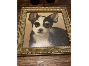 Vintage Dory Hand Painted Oil On Board Dog, Mint Condition 6 X 6