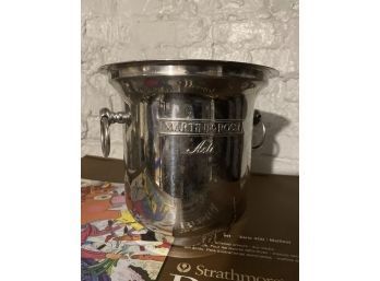 Martini & Rossi Asti Champagne Ice Bucket Handles Metal Silver Plated 8' ITALY