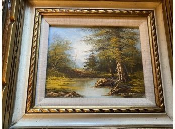 Two Lovely Acrylic Landscape Paintings In Wood Frames