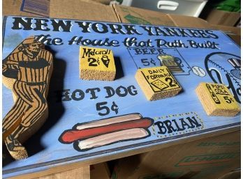 NY Yankees 3d Wood Painting The House That Ruth Built Plaque