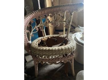 Beautiful Victorian Wicker Rare Roll Arm Chair