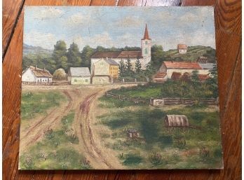 Farm Scene Signed Oil Painting 20 X 24