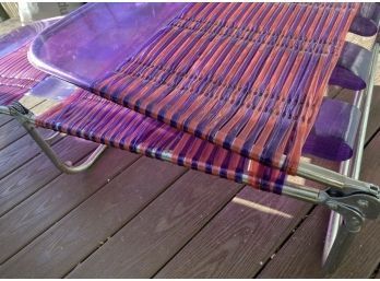 Vintage Tri-Folding Purple Psychedelic Tube PVC Lounge Chair Deck, Pool, Beach