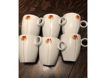 Exquisite Vista Alegre, POPPY-PAPOILAS Coffee Cups Mugs Set Of 6