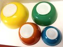 Set Of 4 Pyrex Primary Colors Nesting Mixing Bowls