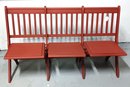 Vintage 3-Seat Folding Chair Bench, 1940 Era Meeting Hall Bench, 1st Of 3