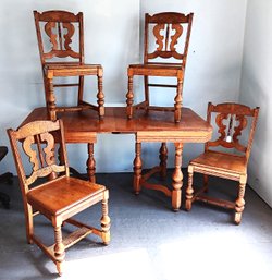 Vintage Oak Dining Table & 4 Chairs