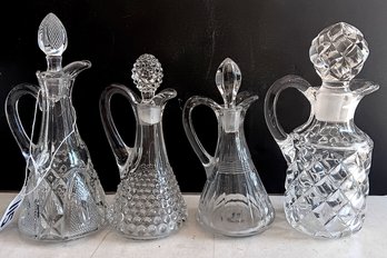 4 Antique Mid-1800s Blown Glass Cruets In Perfect Condition