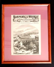Framed Harper's Weekly, June 22, 1863, 'The Trenches Before Vicksburg', By Theodore R. Davis
