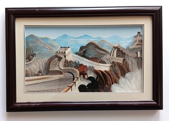 3 - Dimensional 'Feather Art' Sculpture, Great Wall Of China,  Shadow Box Art, 10x 15'