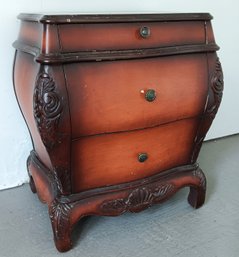 Bombay Nightstand, French Country Style, Carved Three Drawer Chest