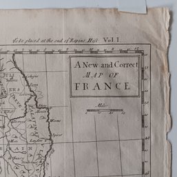 1745 Map Of France By Rapin, Mat 16x 20 Inch