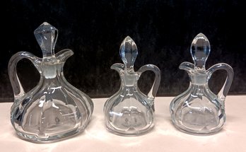 Lot Of 3 Early Blown Glass Cruets, Mid 1800s VG Condition