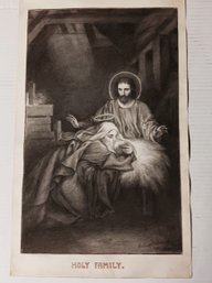 Vintage 1940 Church Drawing Of 'Holy Family', Charcoal/ Pencil Signed By Clergy