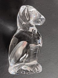 Vintage Steuben Art Glass Dog Figurine, 5' Clear Crystal Signed