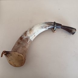 Large Powder Horn, 14' Cow Horn In Very Good Condition