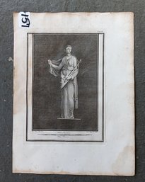 Original Antique 1760 Historical Etching Of Excavation POMPEII Mural Of A Woman 19x 14 Inch