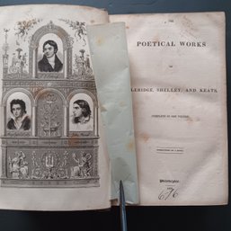Early 1831 Book: The Poetical Works Of Coleridge, Shelley, And Keats, Three Prefaces, 596 Pages