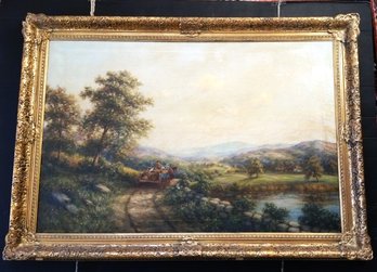 Arthur Cotter, Vintage English School 1900s Oil Painting, Listed Artist Born 1900, Framed 29x 41 Inch