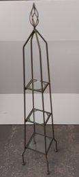 Tapered Iron Decorator Stand W/ Removable Glass Shelves, 49'