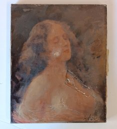 1890s Portrait, Signed Asti, Listed Artist In 'as Found' Condition Needs Restoration, 10.5x 8.5 Inch