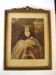 Antique Circa 1900 Copy Of Painting By Joshua Reynolds 'Miss Nelly O'Brien' Framed 15x20 Inch