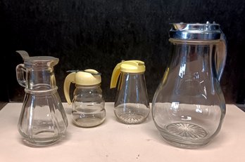 Vintage Glass Syrup Dispensers, Circa 1940-50s