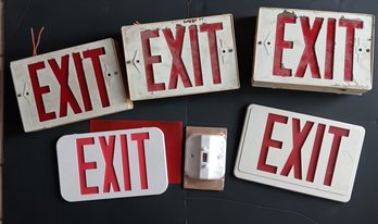 Salvaged EXIT Lights & Signs: 3 Complete Exit Lights & 3 Exit Signs