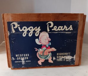 Antique Piggy Pears Wooden Vintage Crate,  Medford OR