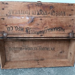 Antique Shipping Crate, Mishawaka Woolen Mfg. Co., Mishawaka, Indiana , 29 Inch