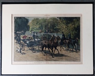 1886 Wood Engraving 'The Drive To Soldier's Home In Washington' Ide Thulstrup, 21x 27'