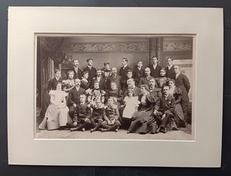 Large Antique Family Photograph 2nd Photo, Turn-of-the-century, Black & White, Mat - 26x 19 Inch