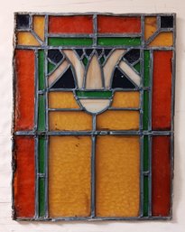 Antique Stained Glass Window, Hand Made Prairie Style Window, No Frame - One Fractured Glass, 21.5x 27.5