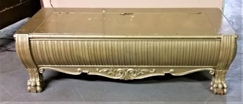 Antique Foot Of The Bed Chest, Lift-top Storage Compartment, Damage By Hinges