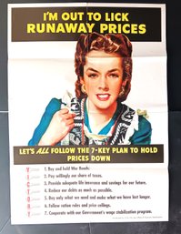 'I'm Out To Lick Runaway Prices - Let's ALL Follow The 7-key Plan To Hold Prices Down', Original WW2 Poster
