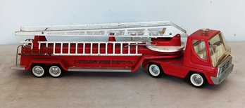 NYLINT Fire Truck, Metal Aerial Hook 'n Ladder 30' Red Fire Truck, Missing 1 Ladder