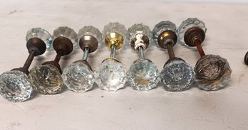 Early 20th Century Victorian Glass/ Crystal Door Knobs, 7 Sets