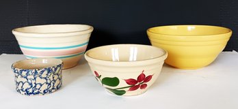 Set Of 4 Vintage Bowls - Roseville, Watt Pottery, Others