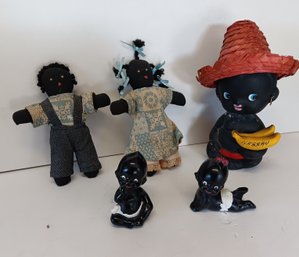 Vintage Black Baby Dolls, Old Rag Dolls Black Folk Art & Black Nassau Souvenir Doll