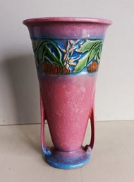Antique 1931 Pink Baneda Vase, Flared Roseville Vase 7 3/4 Inch, VG Condition