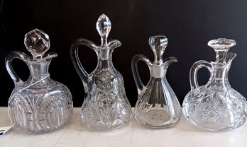 Antique 1800s Cruet Decanters Hand Blown With Early Pontil Marks, Lot Of 4