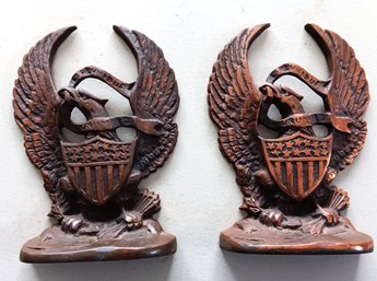 Eagle With Shield, Hubley Cast Iron Patriotic Book Ends, 1930s