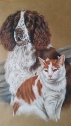 1979 Pastel Painting  By Pet Portrait Artist Linda DiGiorno, Mat 32 By 25 Inch