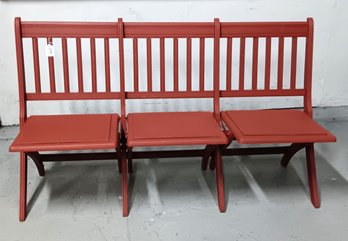 Vintage 3-Seat Folding Chair Bench, 1940 Era Meeting Hall Bench,  2nd Of 3