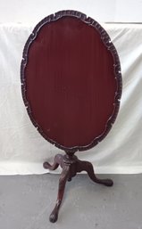 Tilt-Top Serving/  Chippendale Style Table, 1940s Carved Mahogany, Surface 'use' Marks Visible In Last Photos